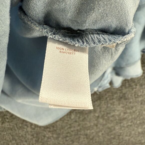 LC Lauren Conrad Blouse Top Womens XL Blue Round Neck Ruffle Cottagecore Boho - Picture 6 of 8